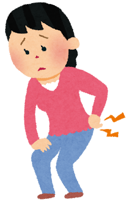 腰痛に悩む介護職の女性のイラスト