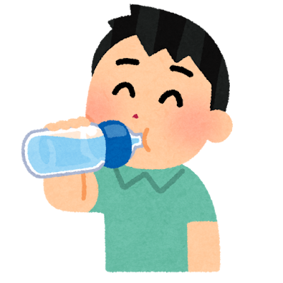 ペットボトルで水分補給をする男性のイラスト