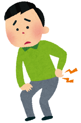腰を押さえる男性のイラスト
